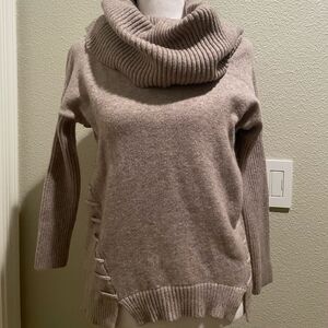 Tahari Women's Loose 2 Style Turtleneck Women's Tan Sweater Size S